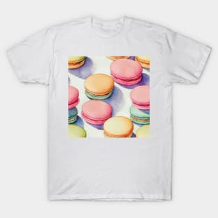 Watercolor dessert french macaron pattern T-Shirt